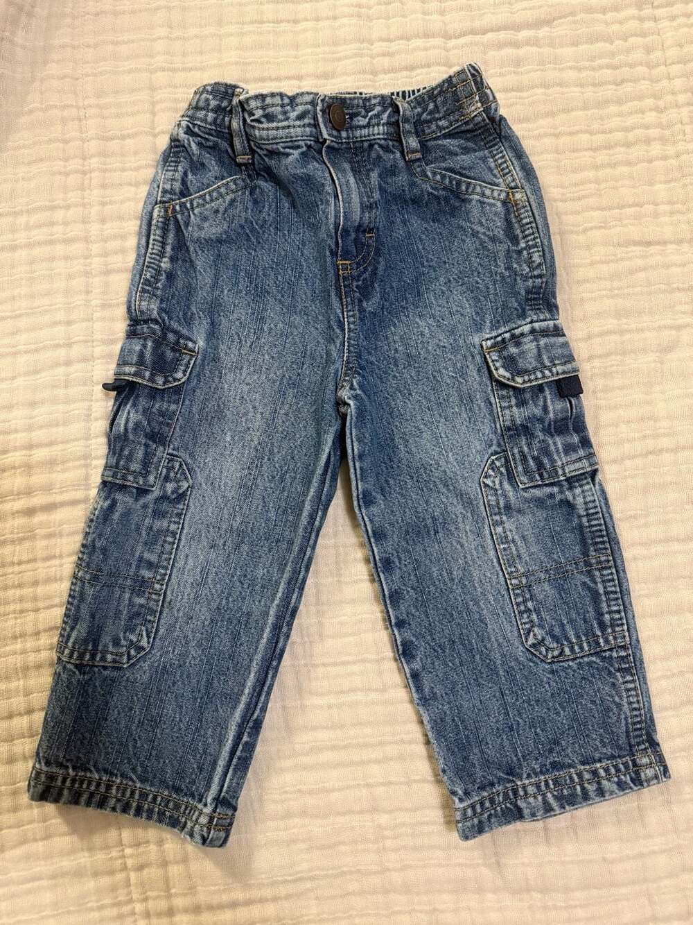 Sonoma Life + Style Toddler Boys Blue Denim Cargo Pants 18 Months